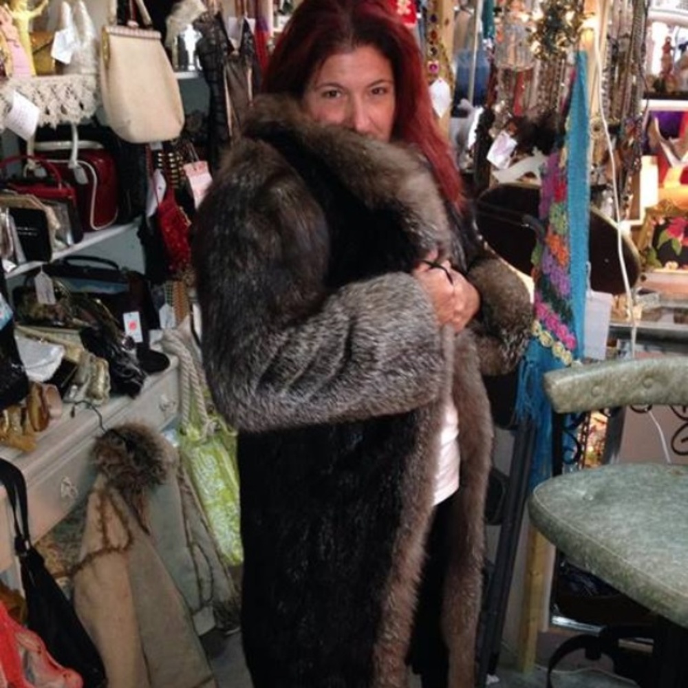 Luxurious Black and Gray Faux Fur Coat - Women's Outerwear